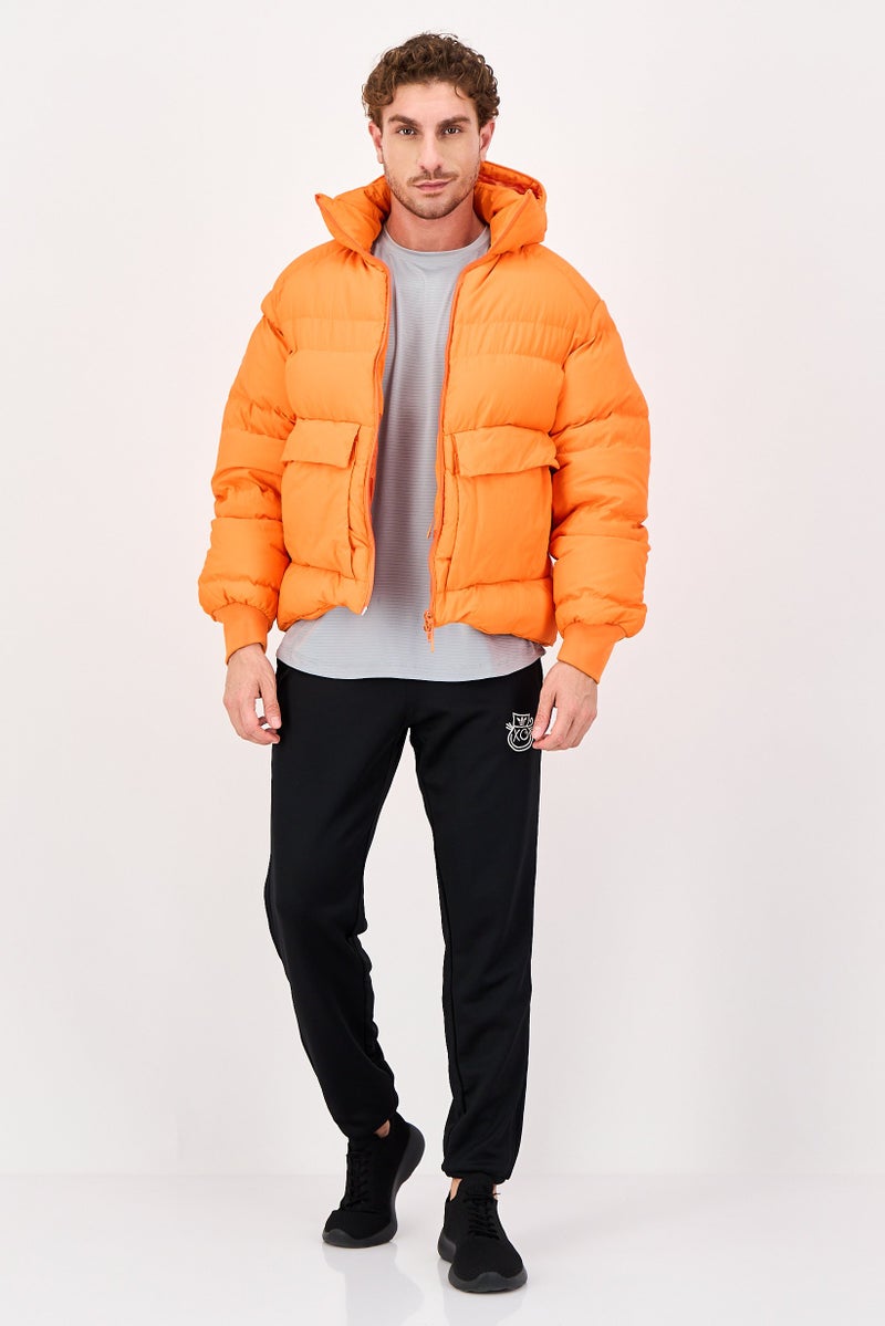 Adidas جاكيت رياضي للرجال بأكمام طويلة مناسب للخارج، برتقالي - Image 4